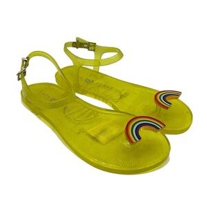 Katy Perry Yellow Rainbow Glitter Jelly Sandals Size 6 New without tags!